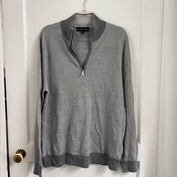 BROOKS BROTHERS Extra Fine 100% Merino Wool Gray 1/4 Zip Sweater NEW $228 Size L - Picture 4 of 6